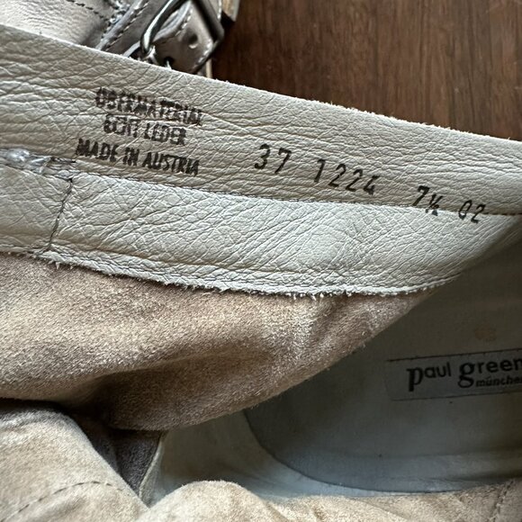 Paul Green Taupe Leather Moto Ankle Boots Buckle Strap Side Zip US 9.5 - Picture 8 of 9
